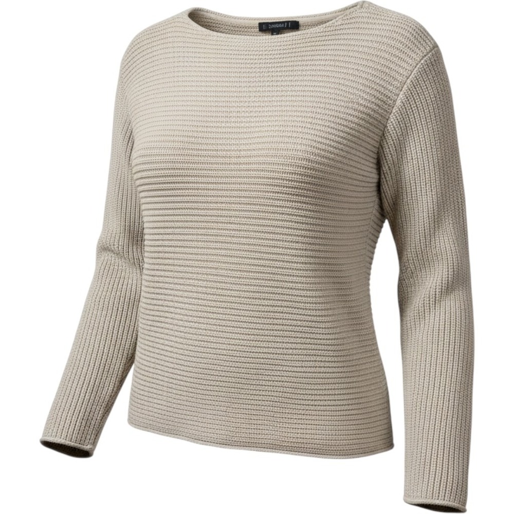 Je Ne Sais Quoi Sweater Womens S Beige Cotton Blend Shaker Knit Boat Neck Boho